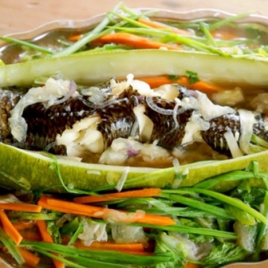 Cá lóc hấp bầu